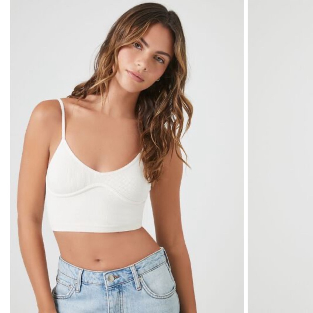 White Ribbed Knit Bralette